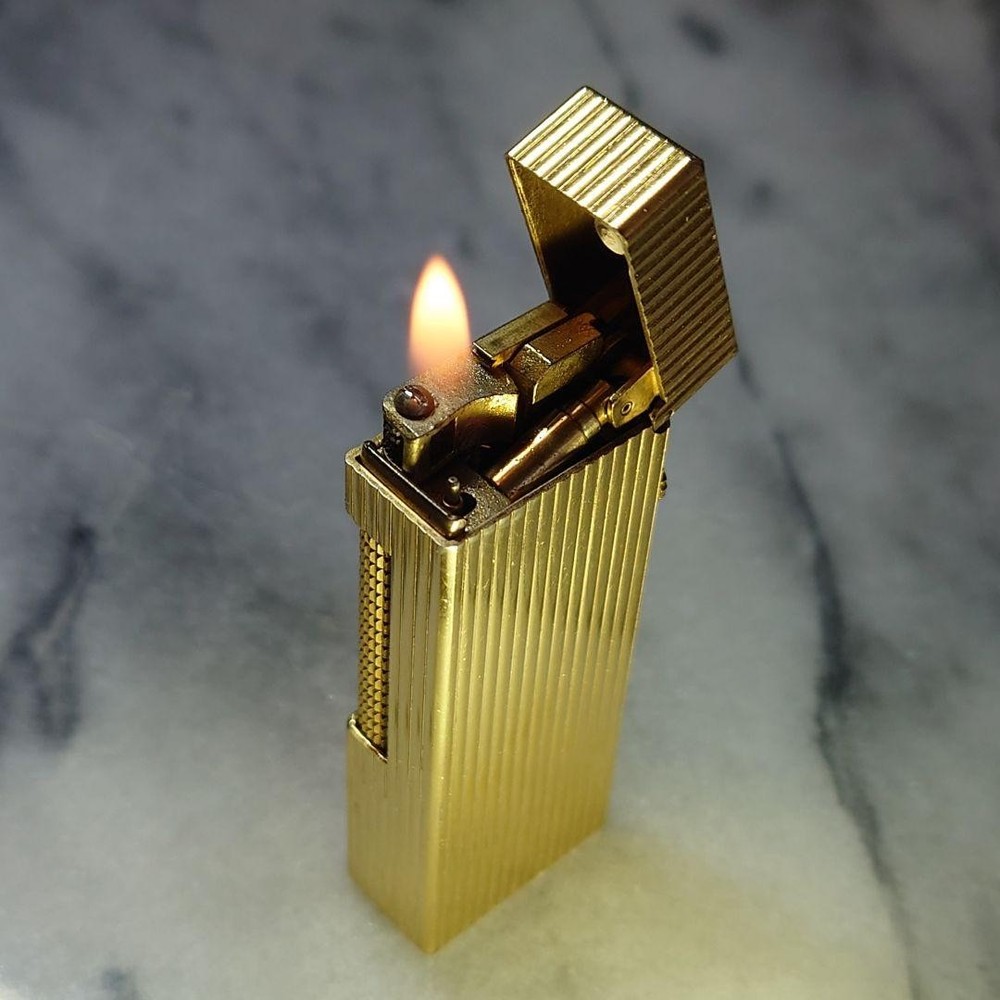Vintage Dunhill Rolla gas lighter Gold Stripe working condition