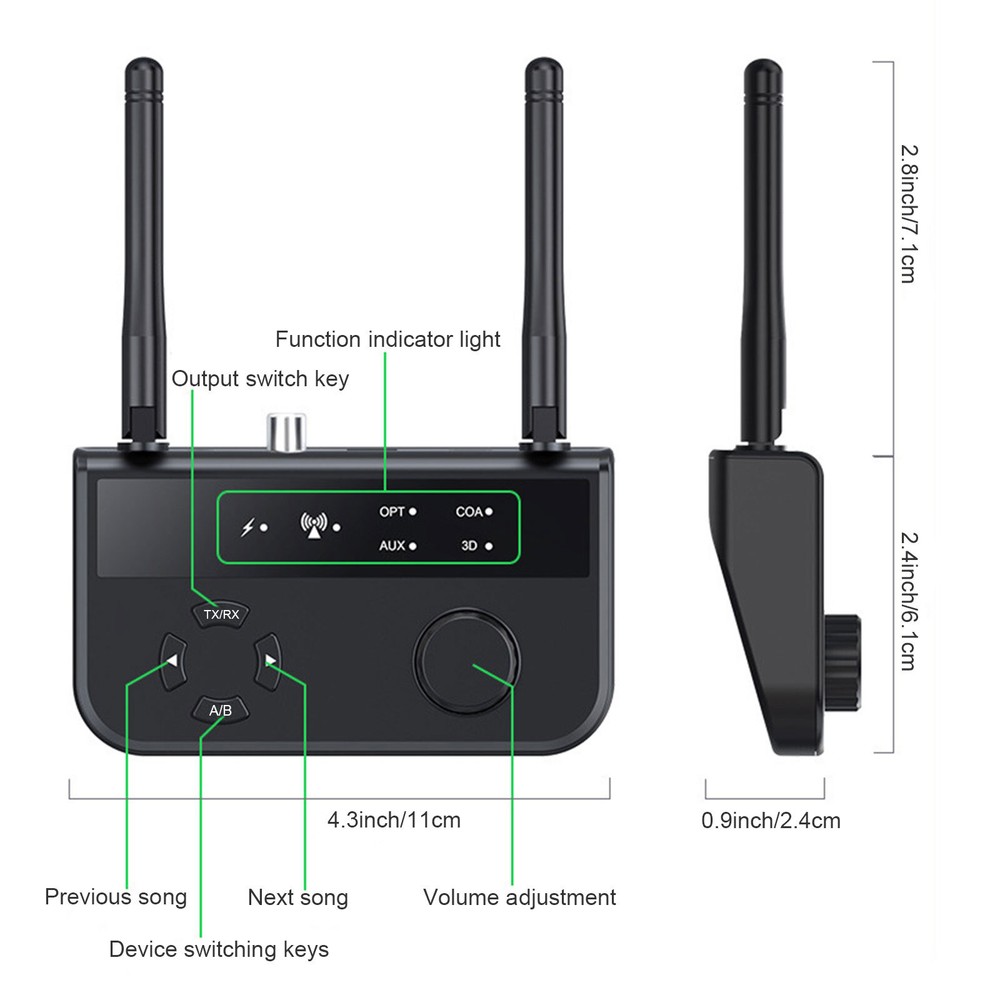 5.3 Long Range Bluetooth Transmitter Receiver For TV Home Stereo Audio Adapter