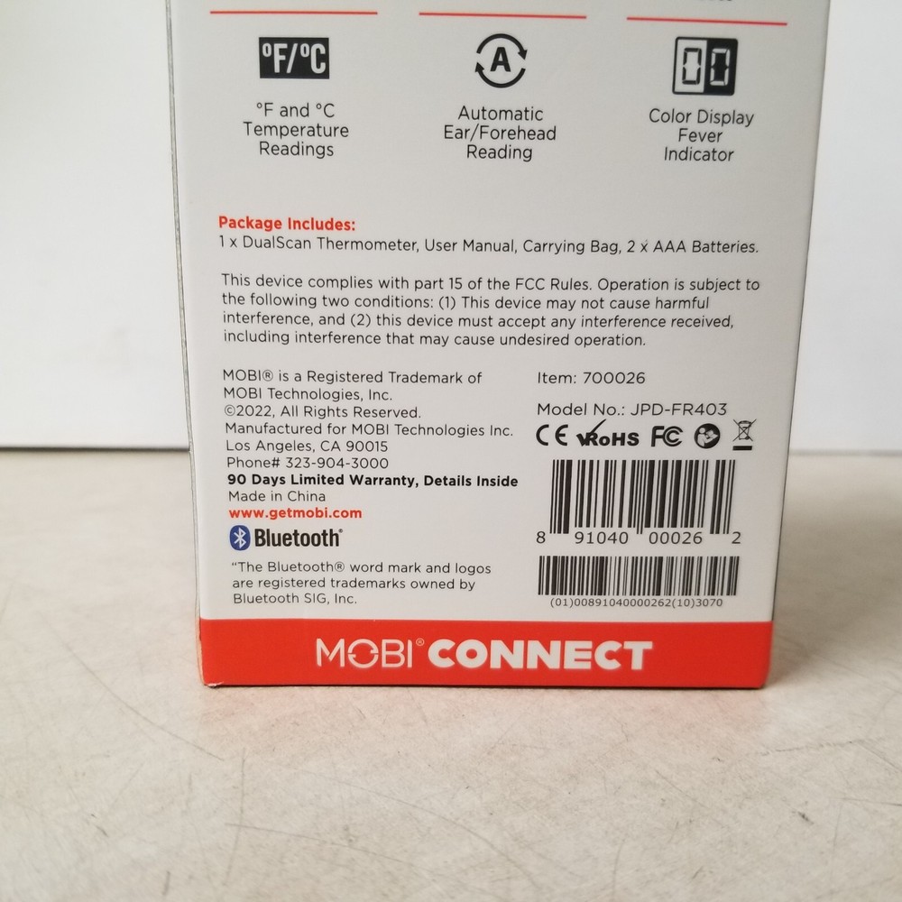 MOBI CONNECT Smart DualSca Bluetooth Ear & Forehead Thermometer with App Control