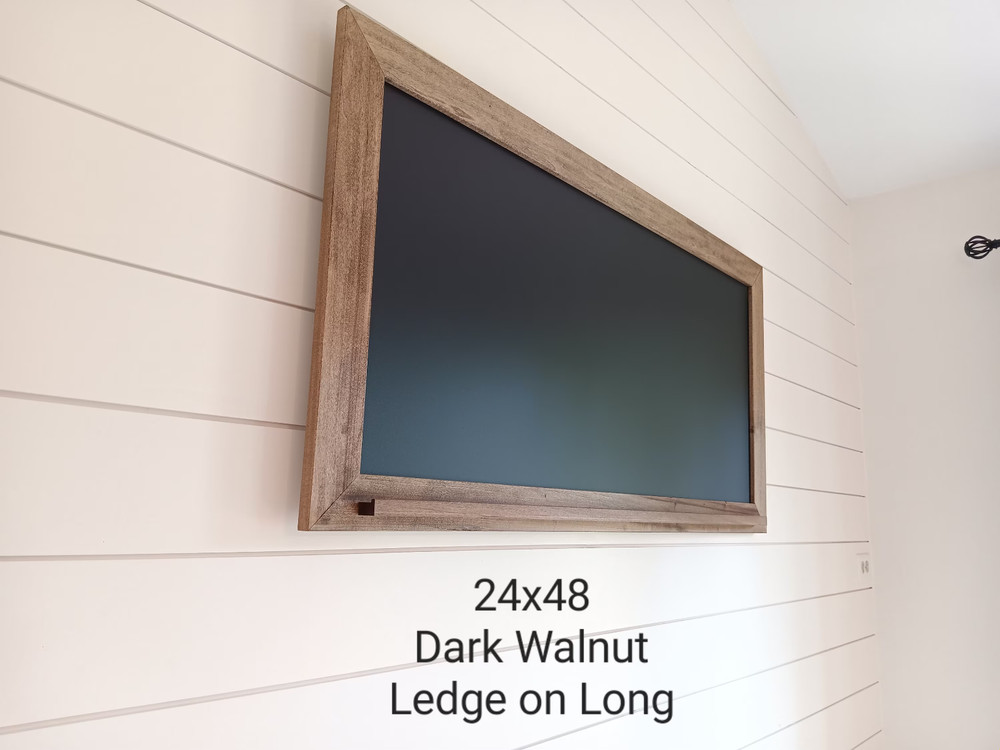 Modern Rustic Farmhouse Chalkboard with Optional Chalk Ledge - Dark Walnut (Mult