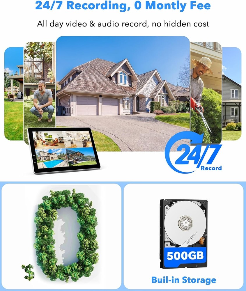 4MP Wireless CCTV Camera Security System Auto Track PTZ WiFi Surveillance Camera