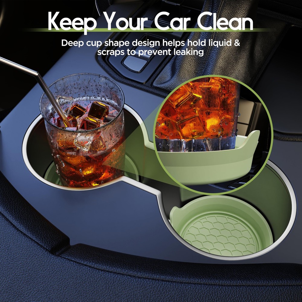 Universal Waterproof Non-Slip Car Cup Holders - 2 Pack Tea Green