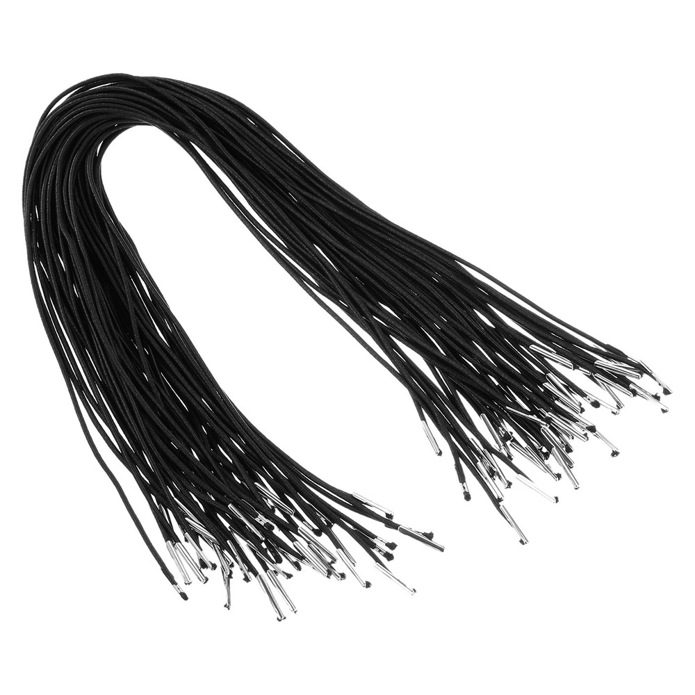 50Pcs 18" Elastic Barbed Cord 1.6mm Loop Stretch Round String Black