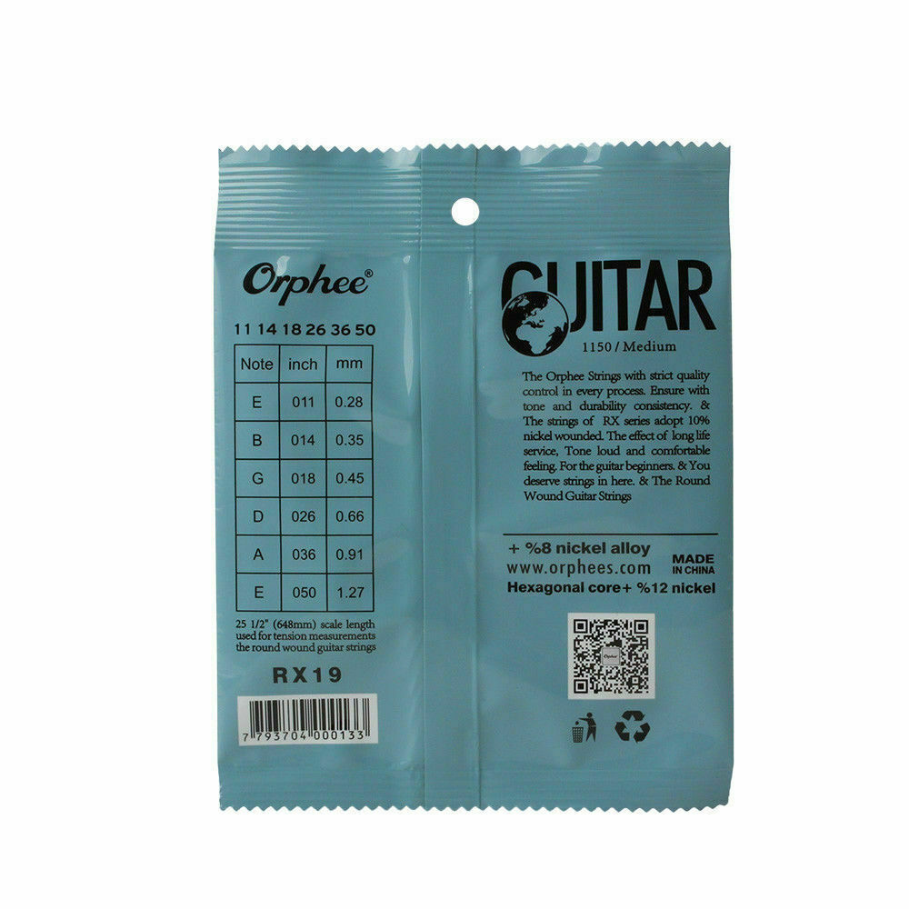Orphee Electric Guitar Strings 11-50 Hexagonal Core Multi-Pack 10/15/30 Sets