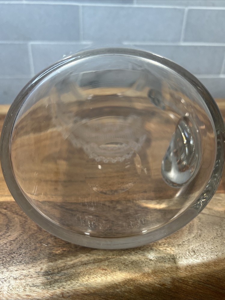 HAND BLOWN CRYSTAL ETCHED PITCHER 48oz OPEN LIP CRYSTAL APPLIED HANDLE