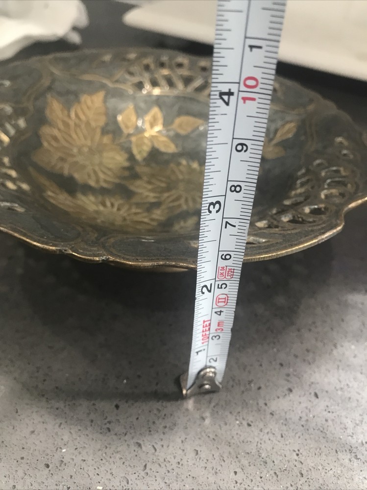 Brass Flower Design Dish Footed