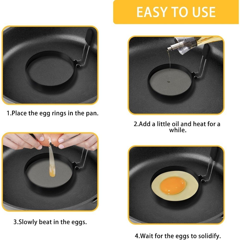 Nonstick Silicone Egg Rings 2 Pack Leak Proof Egg Bite for Frying Eggs