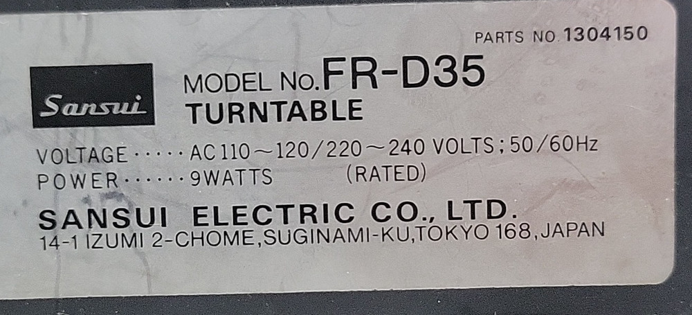 SANSUI FR-D35 Automatic Direct Drive Turntable Record Player - TESTED - WORKS