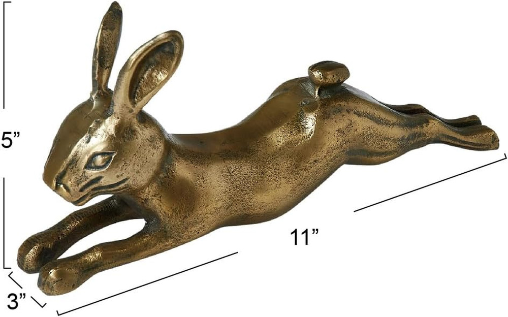 Decorative Embossed Aluminum Rabbit, Antique Brass