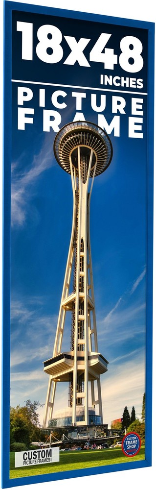 18x48 Frame Blue Solid Wood Picture Frame Width 0.75 Inches | Interior Frame Dep