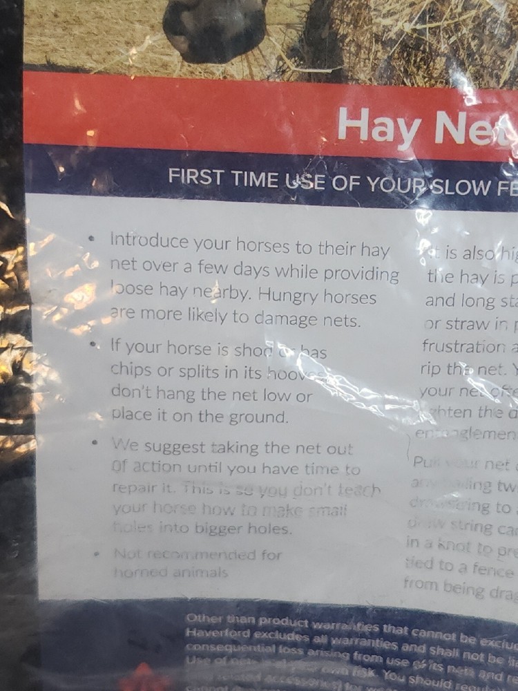 Slow Feeder Hay Net Medium 30mm New