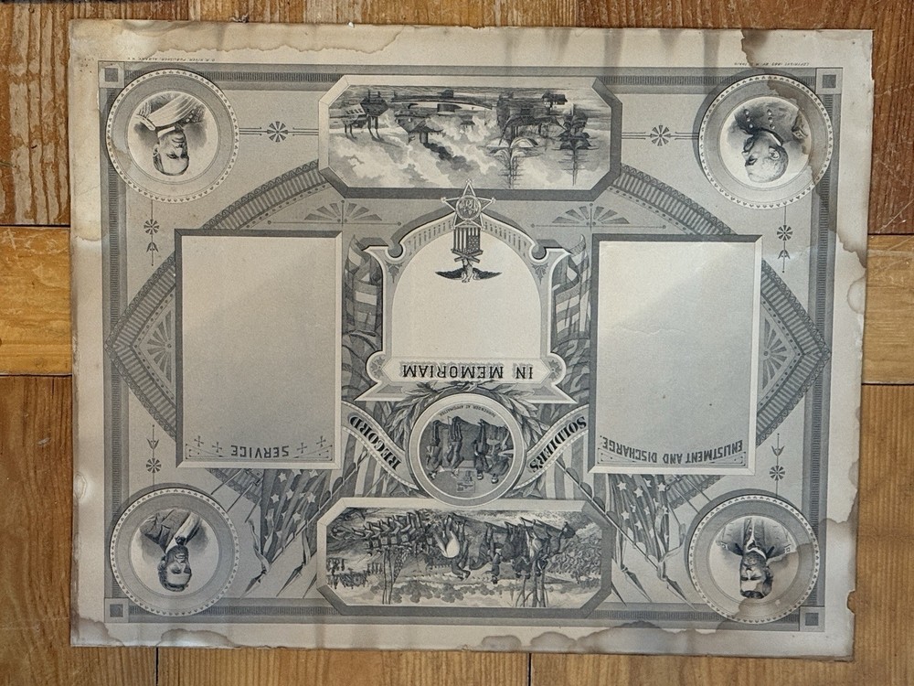 Civil War Blank Recognition Sheet 1860s