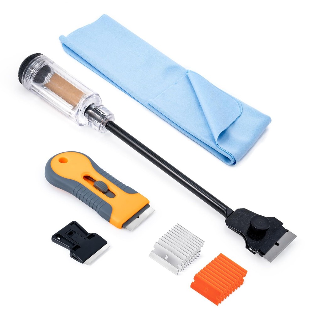 Multipurpose Window Tint Removal Tool Set With Long Handle Razor Blade Scraper R