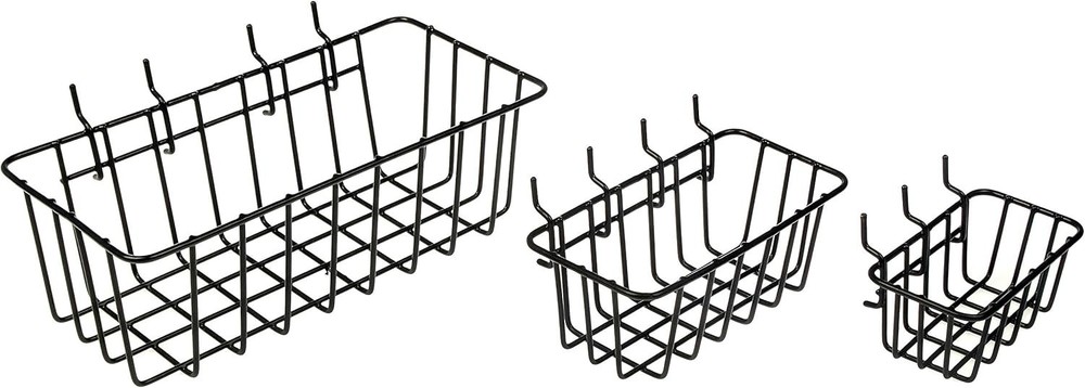 Elegant 3-Pack Assorted Wire Baskets for Pegboard Organization - Rust-Resistant
