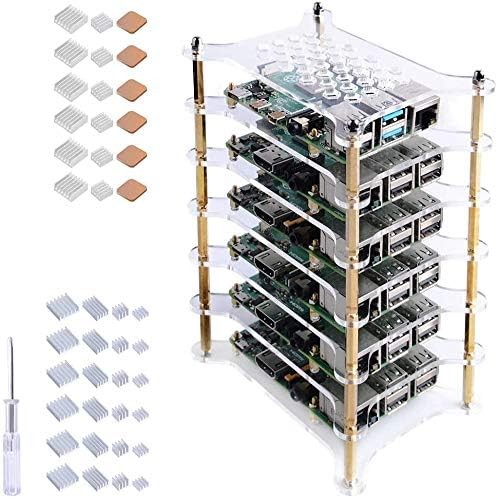 6 Layer Stackable Clear Acrylic Rack Case Heatsink Raspberry Pi 4 3 2