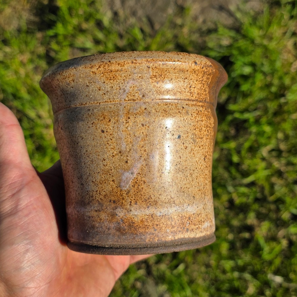 Vintage Studio Pottery Planter - Earthy Two-Tone Glaze