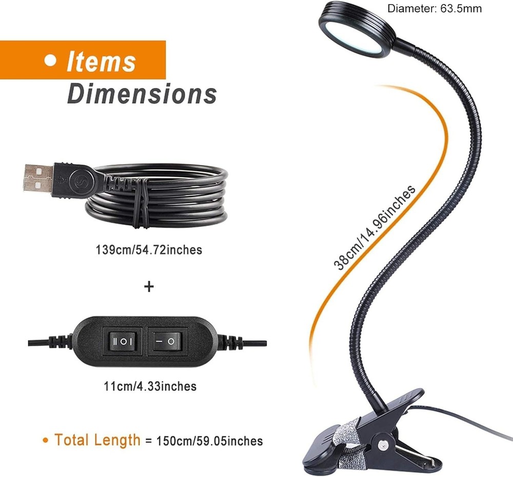Versatile Clip-On LED Desk Lamp - Eye-Friendly Lighting for Reading & Tasks
