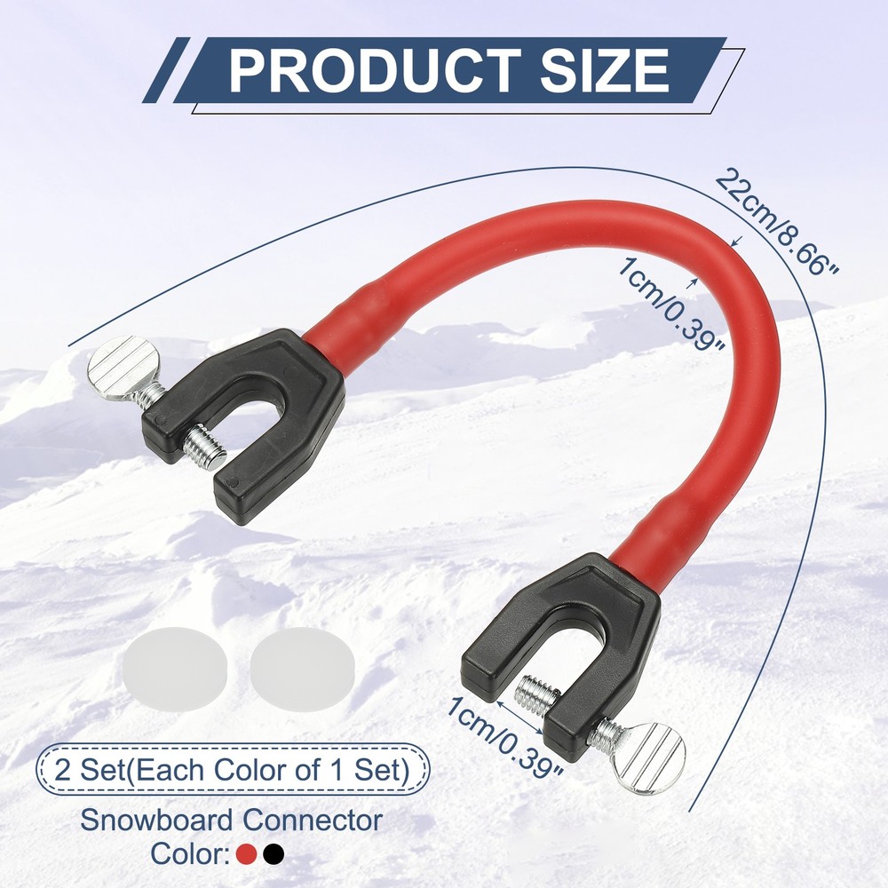 Ski Tip Connector, Snowboard Clip Ski Training Aid 2 Pcs & Black/Red