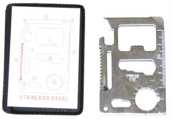 11 function credit card sized survival tool stainless multi SS emergency