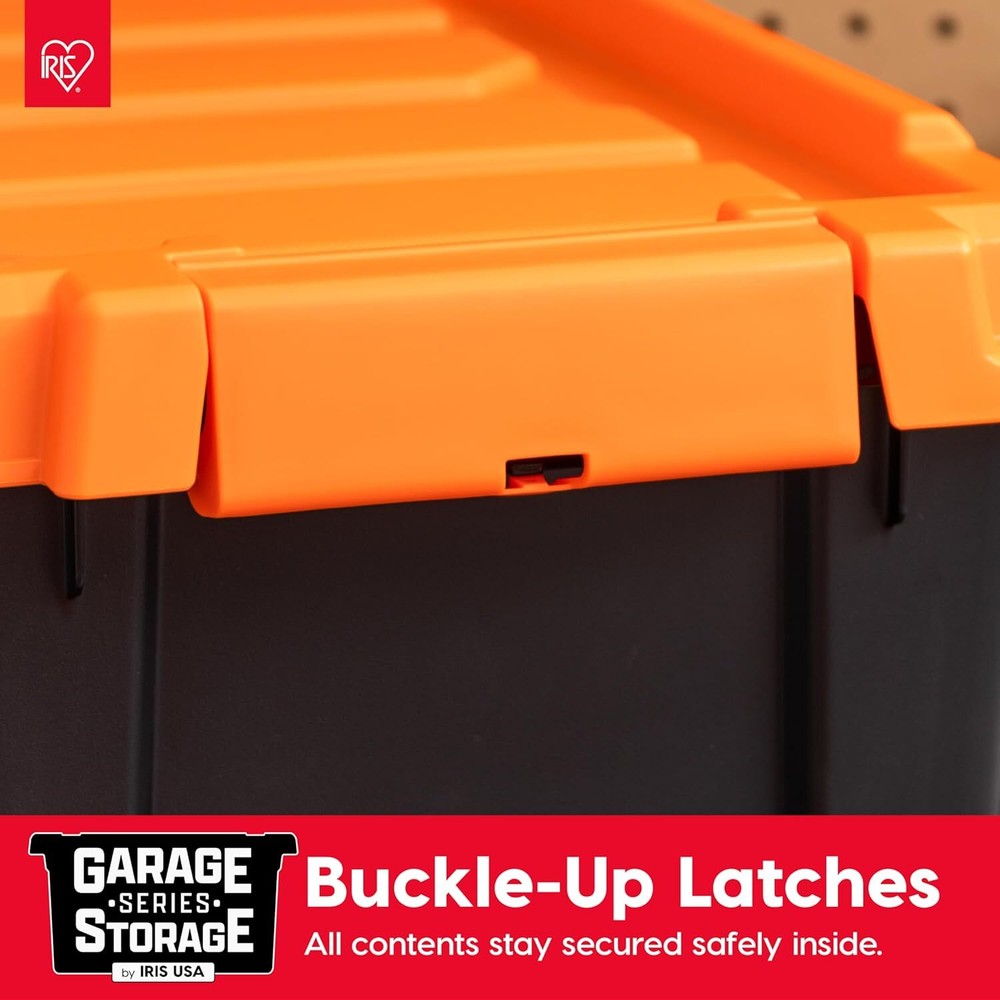Lockable Storage Box with Lid, 2-Piece, Heavy Duty, Stackable Containers