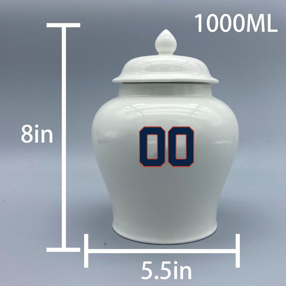 Ceramic Medium Urn for Houston Astros Baseball Theme, Custom Text & Number