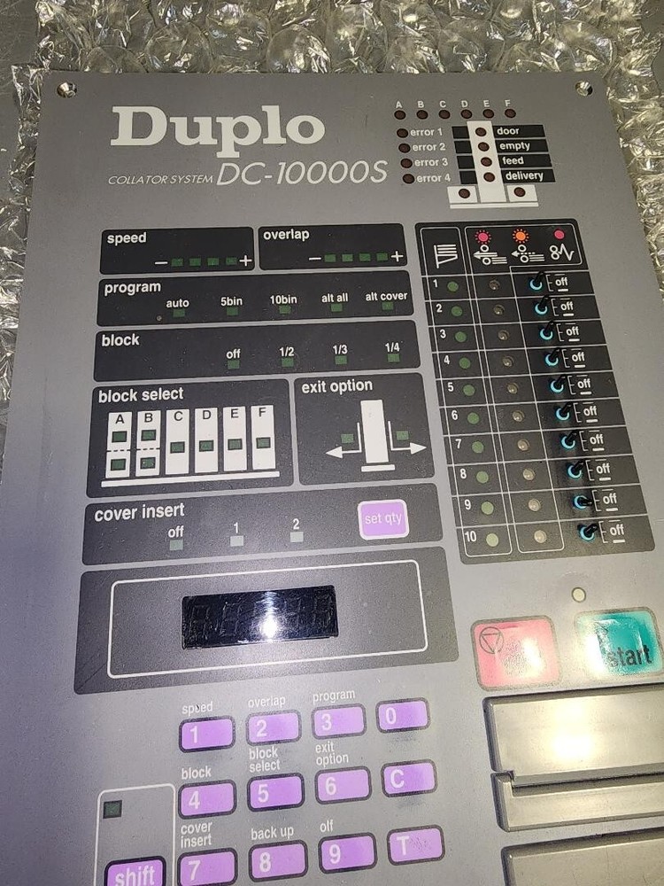 Duplo 10000S Collator Control Panel Unit