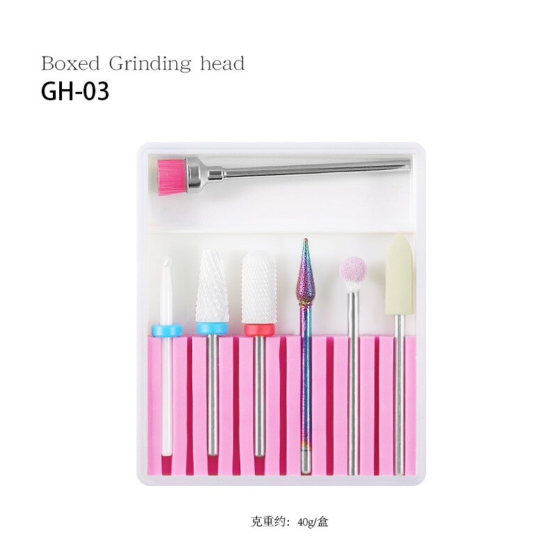 7Pcs Ceramic Diamond Nail Drill Bits File Set for Electric Manicure Machine Tool
