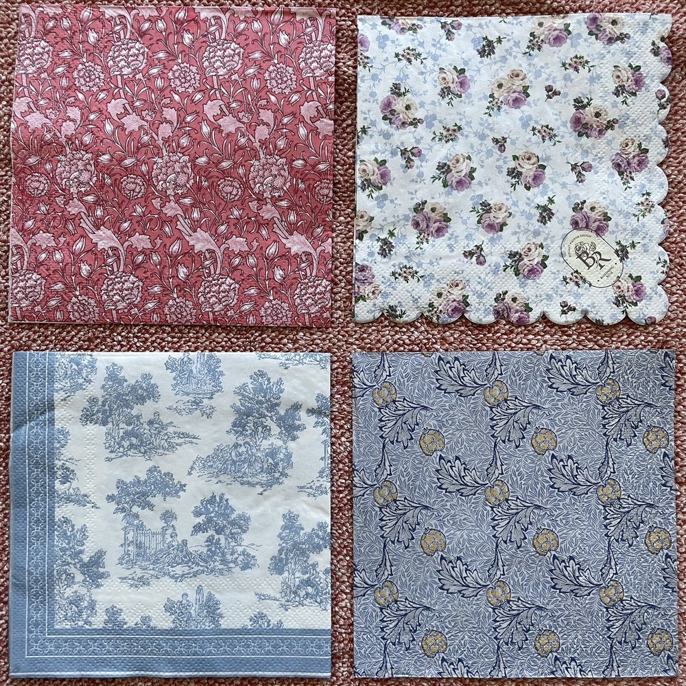 4 Designs Paper Napkin Set for Decoupage - Assorted