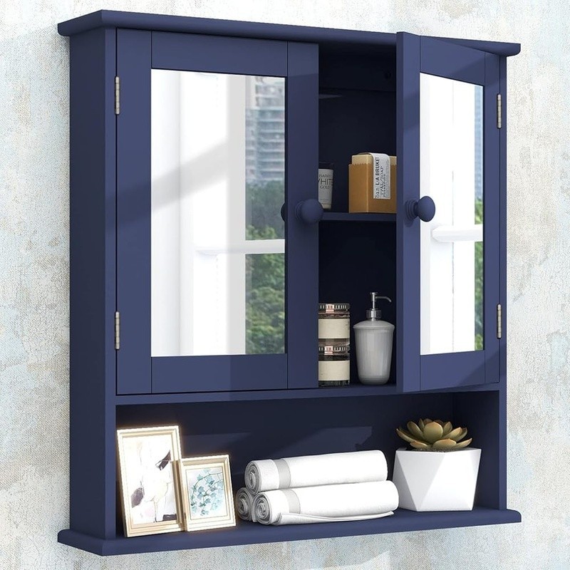 Bathroom Wall Cabinet W/ Mirror Adjustable Shelf Space Saving Storage Organizer