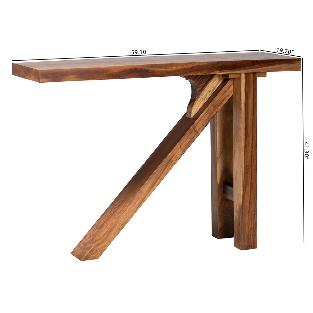 bali & pari Luli Suar Wood Bar Table - Handcrafted Solid Wood Console