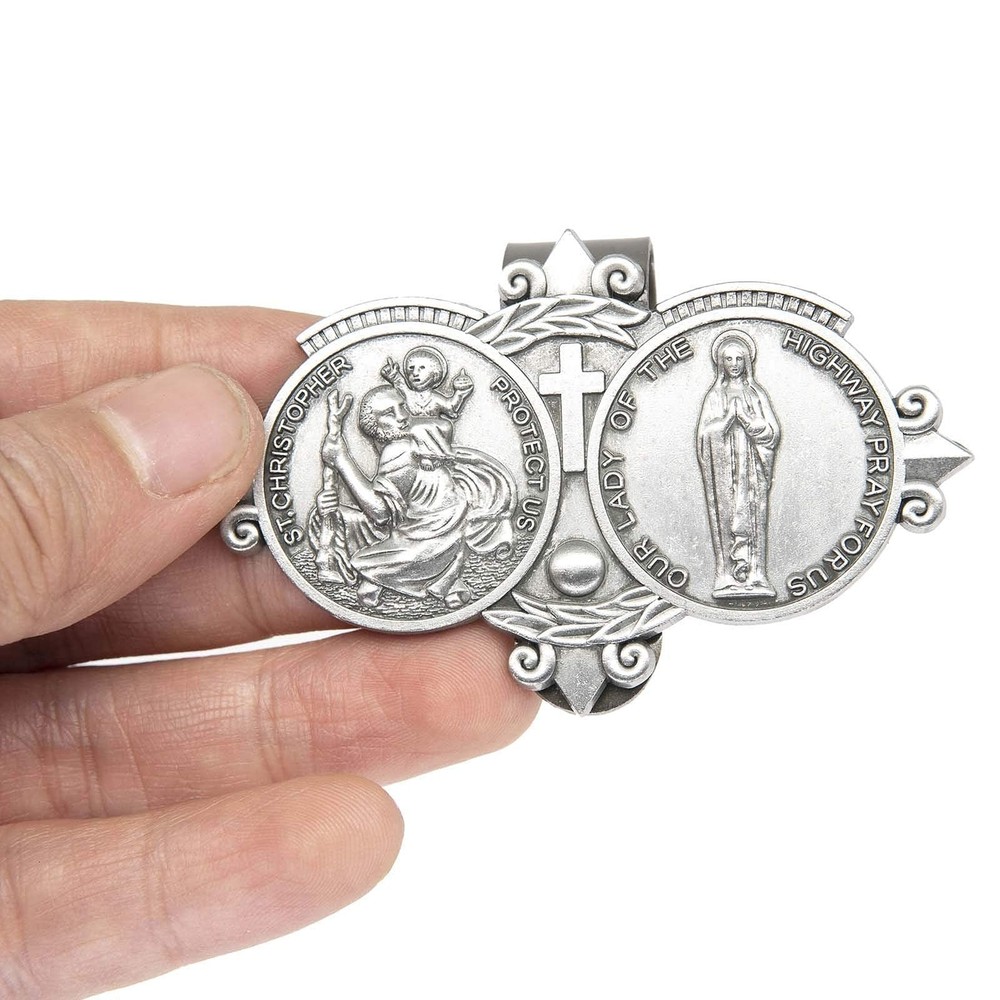 St Christopher Medal Car Saint Christopher Visor Clip Auto Sun Visor Accessor...