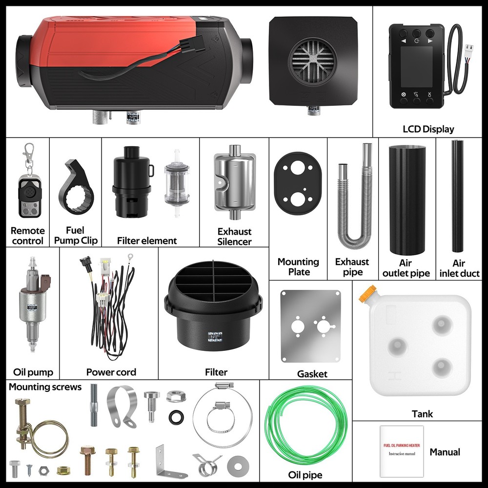 Diesel Car Heater All-in-one 12V 5KW LCD Remote Control For Bus Car RV Indoors