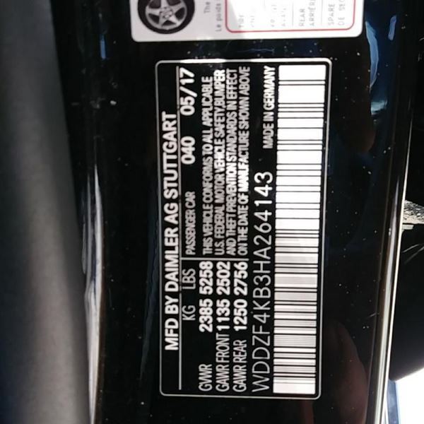 2017 Mercedes E300 2.0L trunk mounted fuse box assembly
