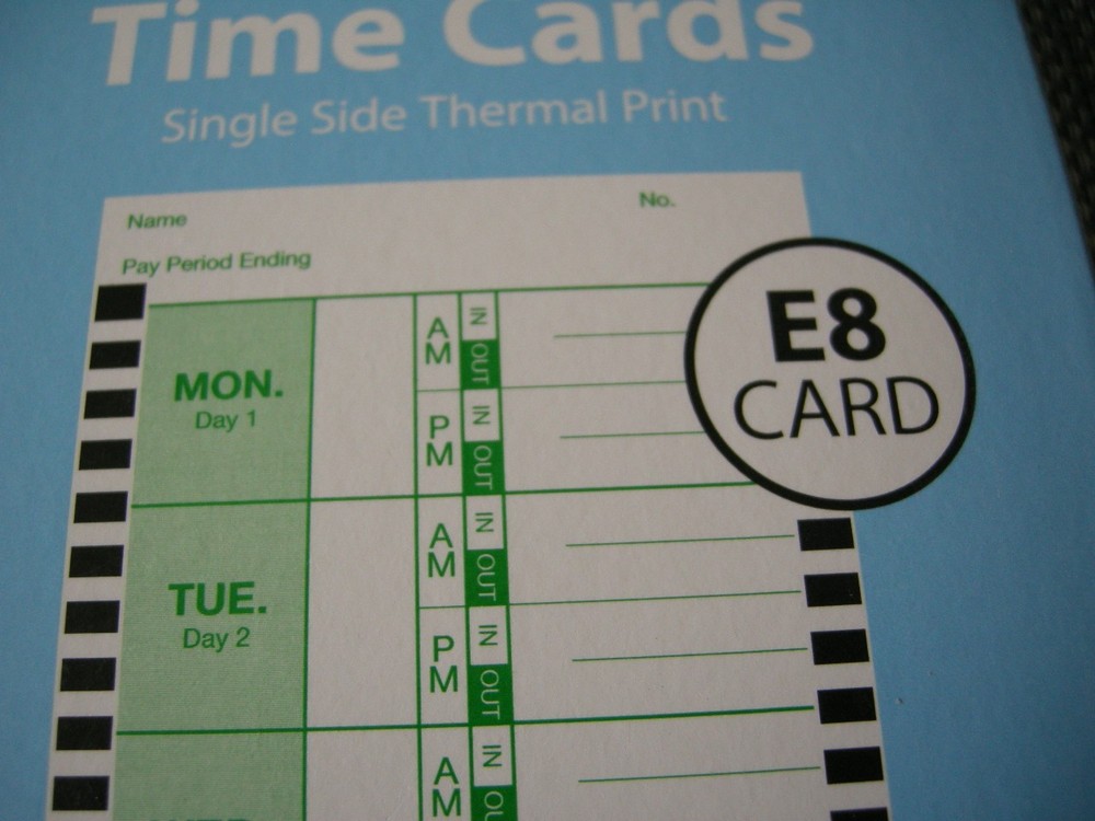 (2) Lathem E8 Time Cards E8-100 Weekly Model 2100HD & 800P - 100 Count One Sided