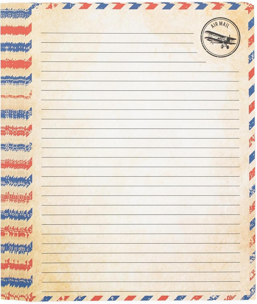Blue Airmail Writing Paper & Envelopes Set - 60 Pack for Invitations & Letters
