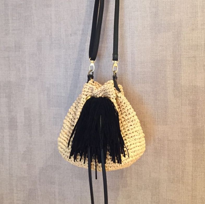 Free Shipping Shoulder Strap (Black) Cotton Raffia