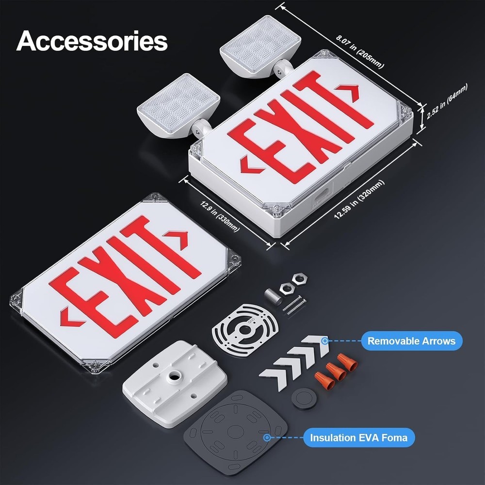 Wet Location Emergency Exit Sign Adjustable Light Battery Double Sided LED NOB