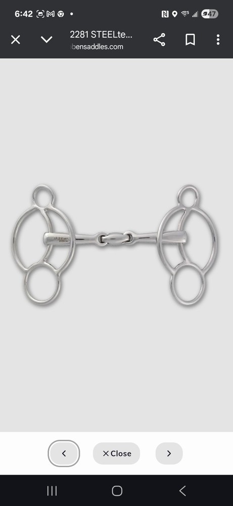 Stubben Steeltec EZ Control 3-Ring Gag size 5 1/4