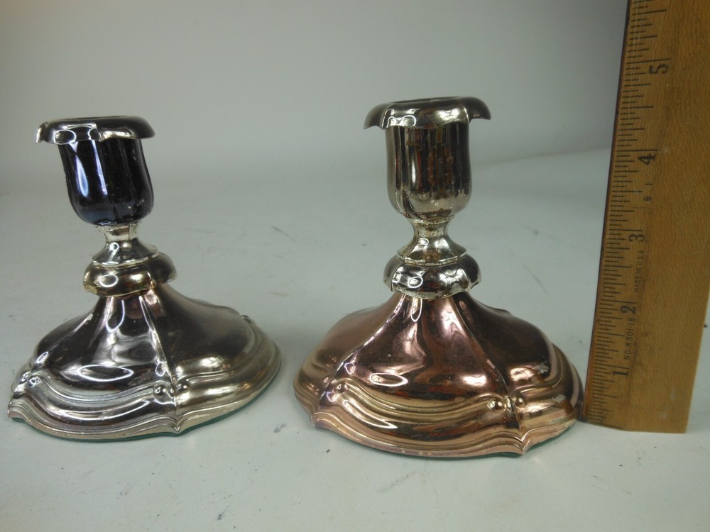 Pair Oneida Silverplate Candlesticks Silver Plated 4 3/4"