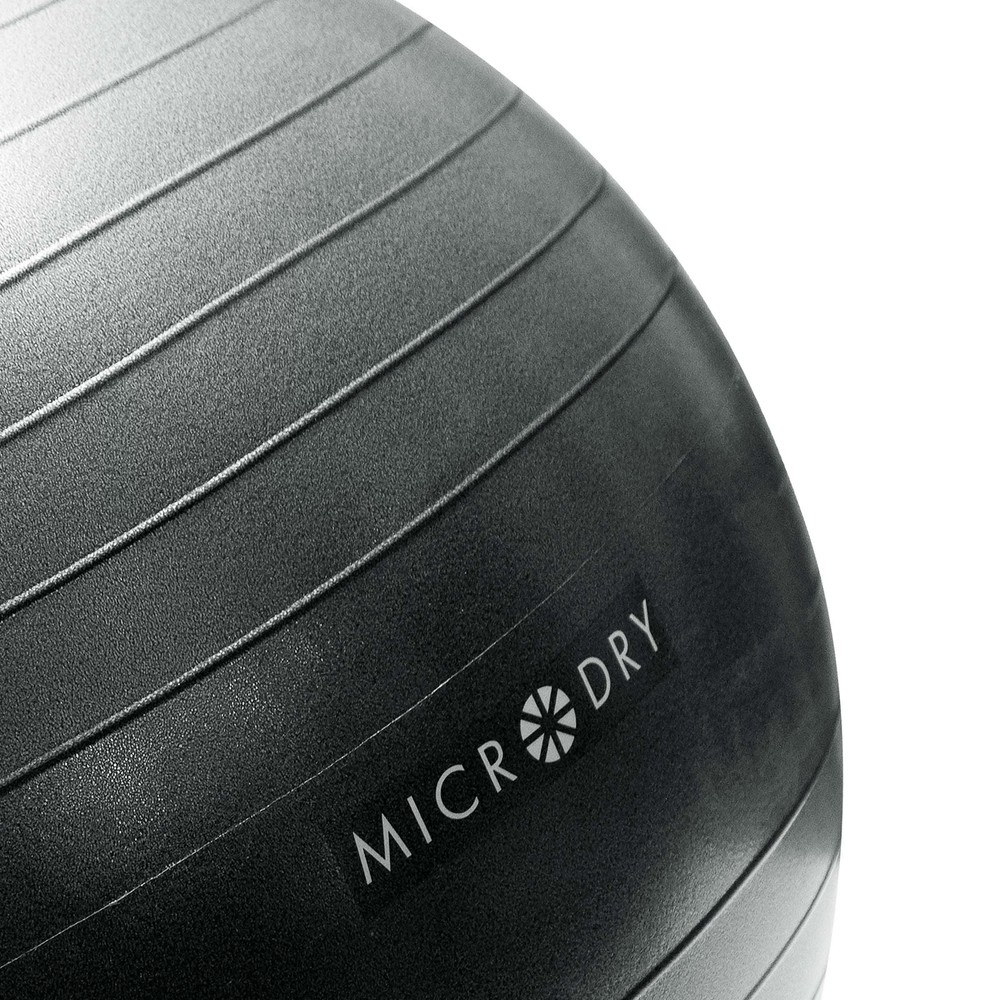 Microdry Exercise Ball with Pump for Stability and Stretching, Gray