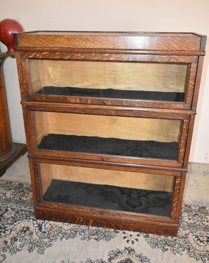 Macey Barrister Lawyer Bookcase 3 Stack Oak Sectional Display Case