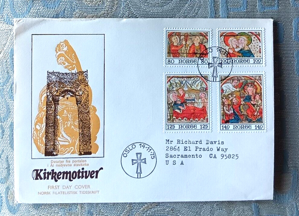 Norway 1975 CHRISTMAS MEDIEVAL ARTWORK COMPLETE SET CACHET  FDC