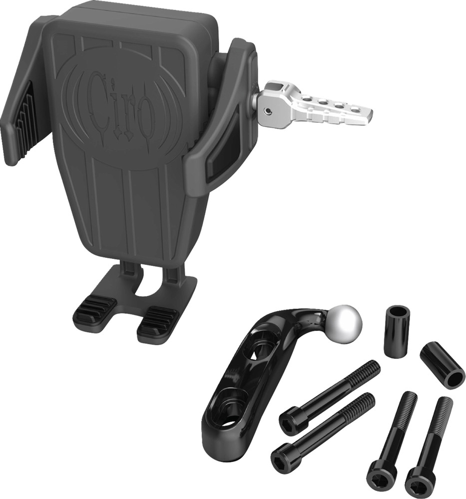CIRO Gen 2 Cybercharger® Phone Holder - Black - Chrome Offset Perch Mount 55310