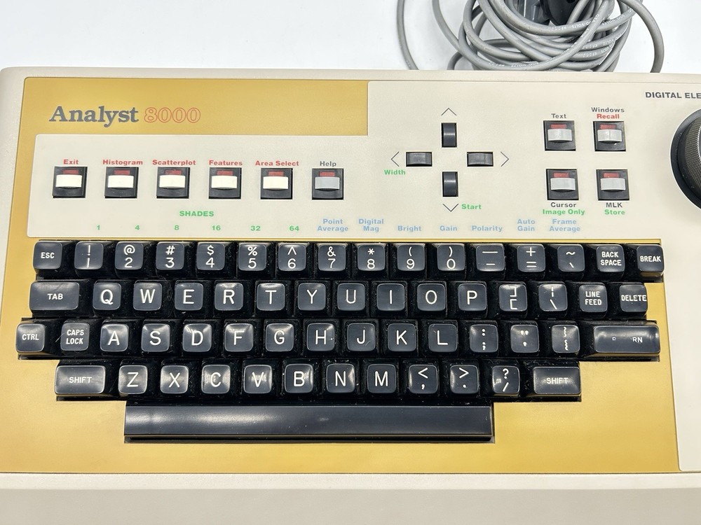 KEVEX 8000K/B DIGITAL ELECTRON MICROSCOPY ANALYST KEYBOARD W/ TEMPLATE & CABLE