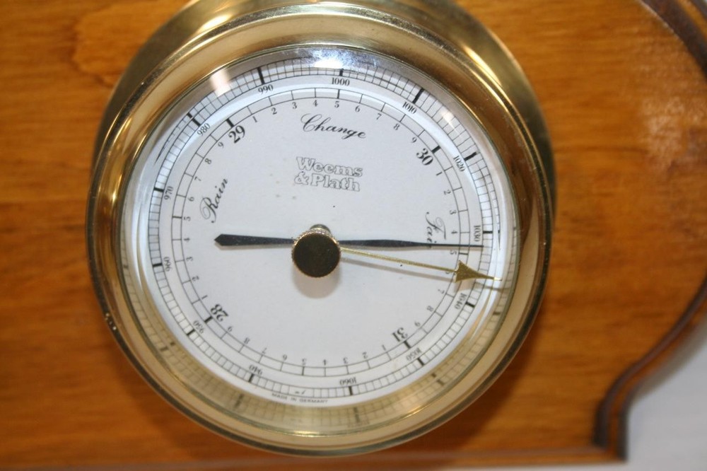 Weems & Plath 8-Day Ship’s Bell Clock & Endurance Barometer Mounted Plaque MINT