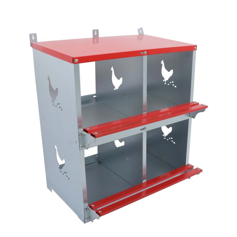 LABLT 4 Compartment Chicken Nesting Boxes Metal Poultry Nest Box Wall Mount