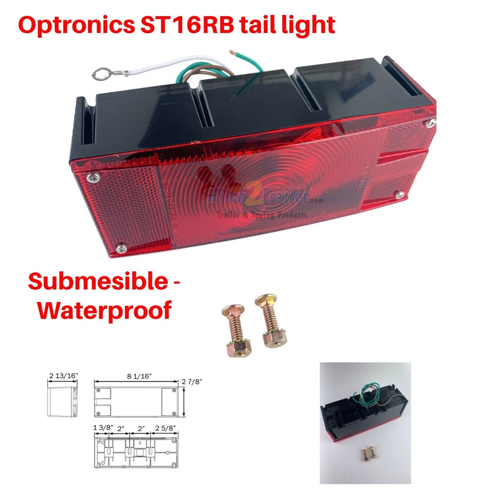 Optronics Submersible Combination Trailer Tail Light stud mount ST16RB Passenger