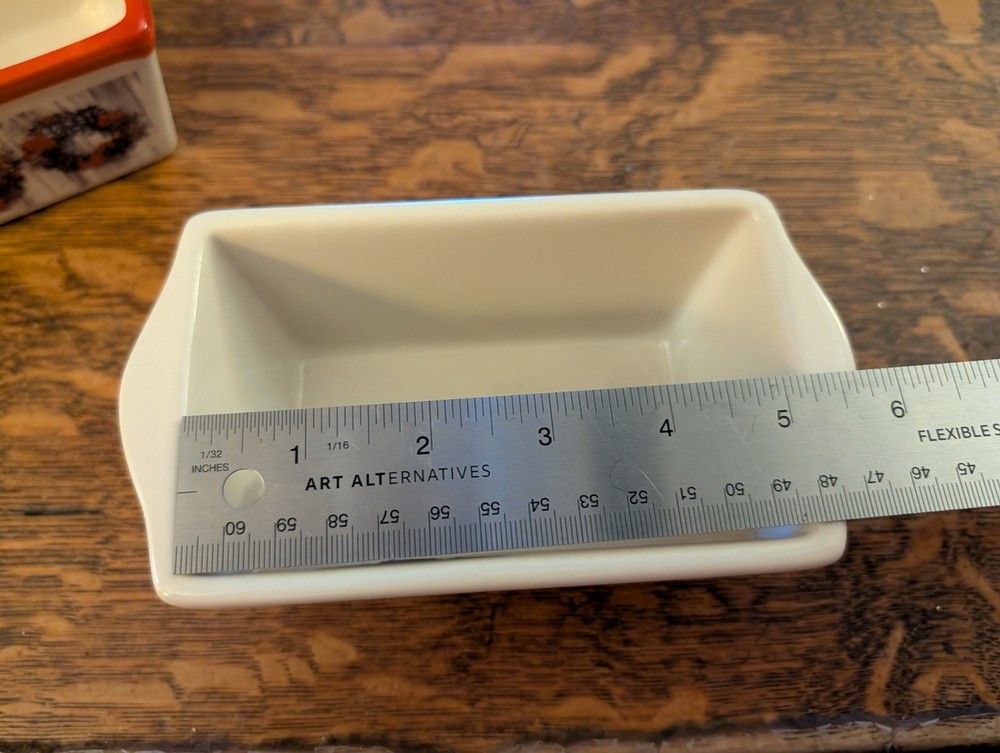 Two Miniature Ceramic Loaf Pans Christmas