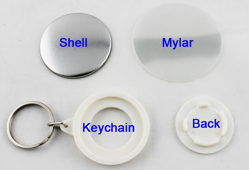 37mm Key Chain Badge Button Parts Supplies 100 Sets/Pack for Button Maker DIY