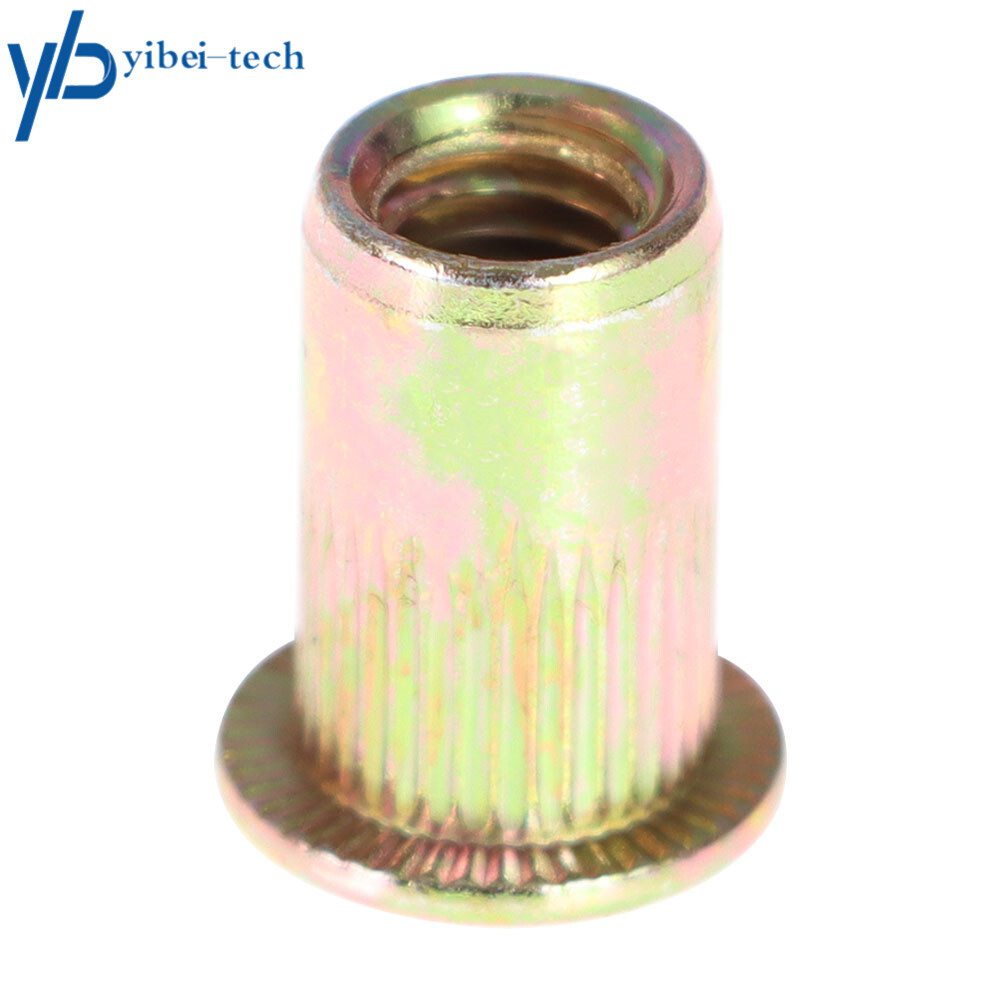 Pack 100 M6 Metric Carbon Steel Rivet Nut Flat Head Threaded Insert Nutsert